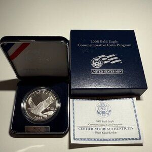 2008 Bald Eagle Commemorative Silver Dollar Proof w/COA Box